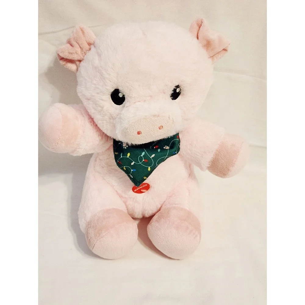 Petsmart Pink Pig Plush Wish Squeaker Xmas Bandana Farm Stuffed Animal Toy